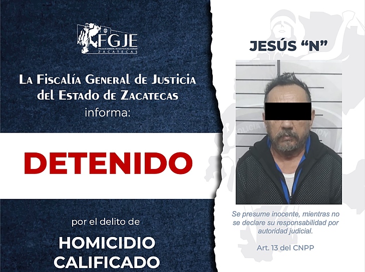 CAPTURAN EN GUADALUPE A HOMBRE BUSCADO POR HOMICIDIO EN CDMX