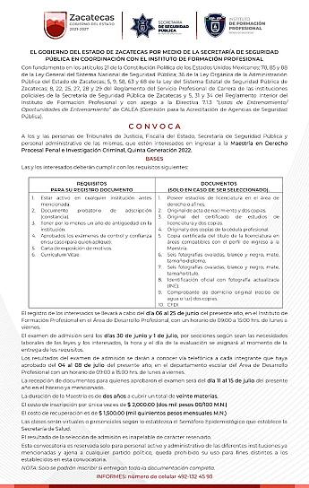 LANZAN CONVOCATORIA PARA CURSAR MAESTRÍA EN DERECHO PROCESAL PENAL E INVESTIGACIÓN CRIMINAL