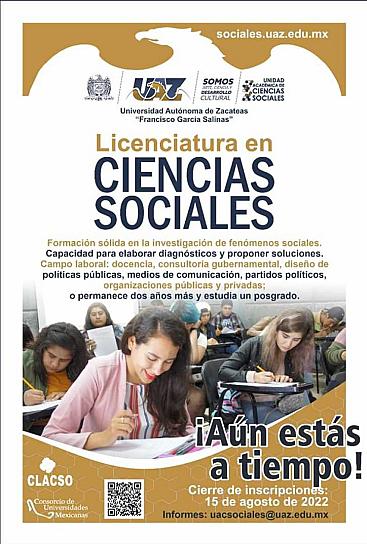LICENCIATURA EN CIENCIAS SOCIALES, UNA OPCIÓN PARA LOS JÓVENES ZACATECANOS  