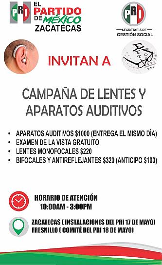 LISTA, CAMPAÑA DE LENTES Y APARATOS AUDITIVOS DEL PRI