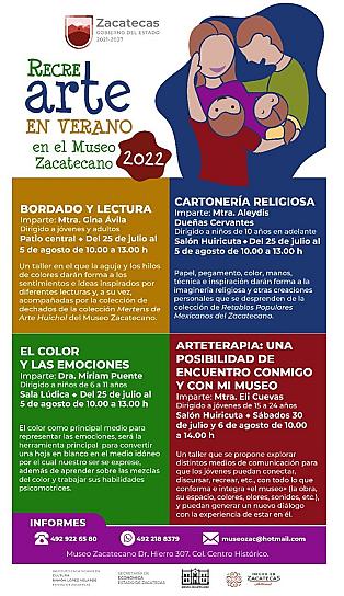 LISTAS, ACTIVIDADES DE VERANO EN EL MUSEO ZACATECANO