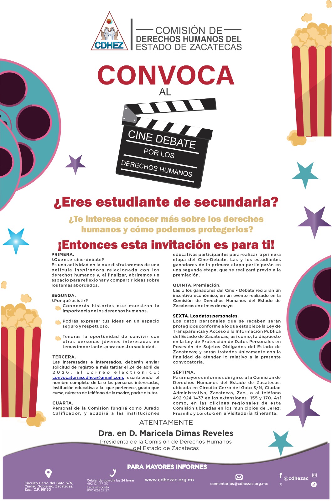 CONVOCA CDHEZ A CINE-DEBATE JUVENIL
