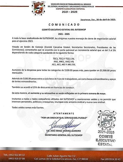 LOGRA SUTSEMOP NEGOCIACION SALARIAL 