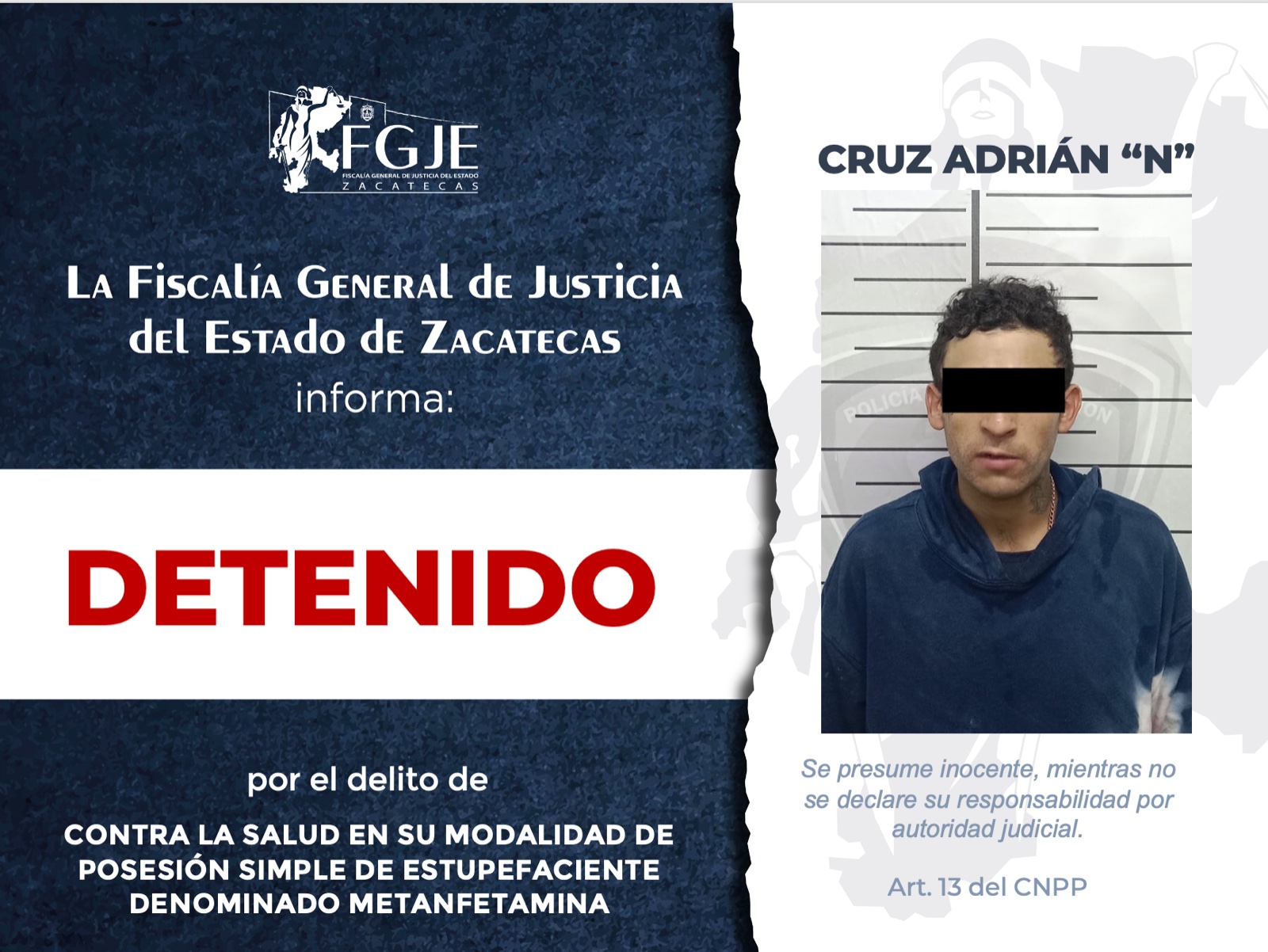 RESULTA COLABORACIÓN ENTRE FISCALÍAS DE ZACATECAS Y PUEBLA EN LA DETENCIÓN DE UN SUJETO EN FRESNILLO