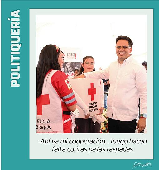 -Ahí va mi cooperación... luego hacen falta curitas pa'las raspadas