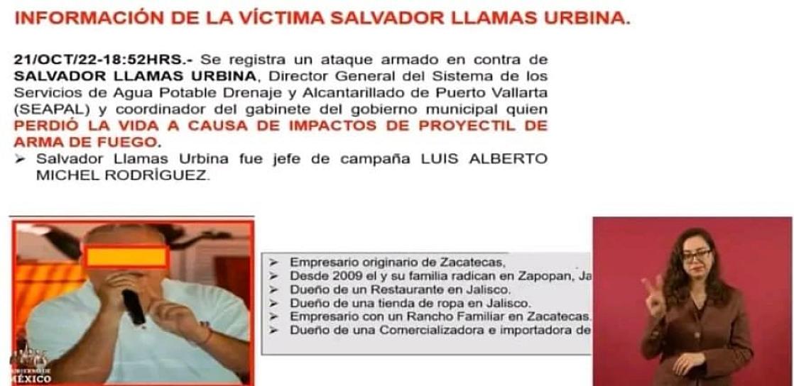 MODUS OPERANDI EN HOMICIDIO DE SALVADOR LLAMAS, SIMILAR AL DE ARISTÓTELES SANDOVAL
