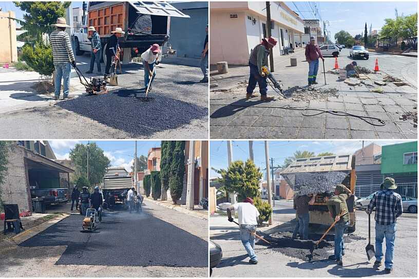 CONTINÚAN CUADRILLAS DE BACHEO TRABAJANDO EN GUADALUPE PARA MEJORAR LAS VIALIDADES