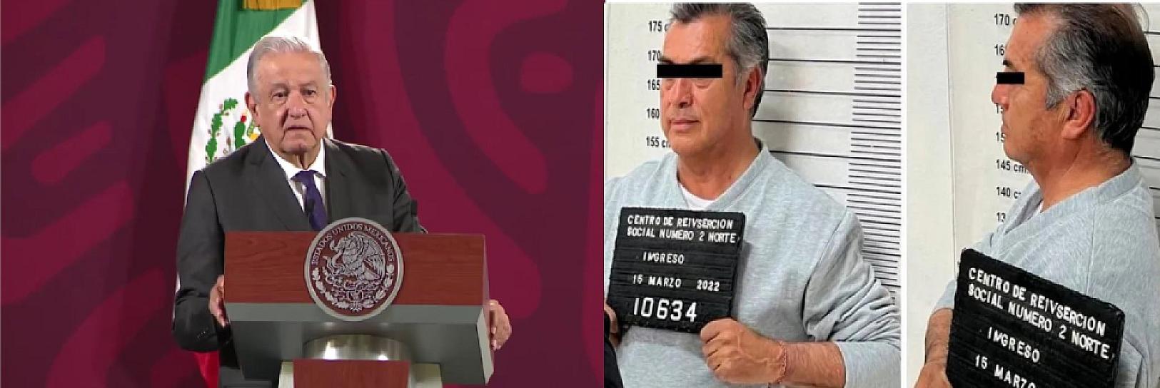 NO USAR LA LEY PARA VENGANZAS, TRAS ARRESTO DEL BRONCO; NO ME GUSTARON LAS FOTOS QUE LE TOMARON: AMLO