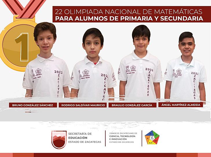 OBTIENE ZACATECAS SEGUNDO LUGAR NACIONAL EN OLIMPIADA DE MATEMÁTICAS