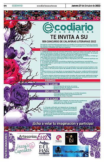 ¡PARTICIPA EN CONVOCATORIA DE CALAVERAS LITERARIAS!