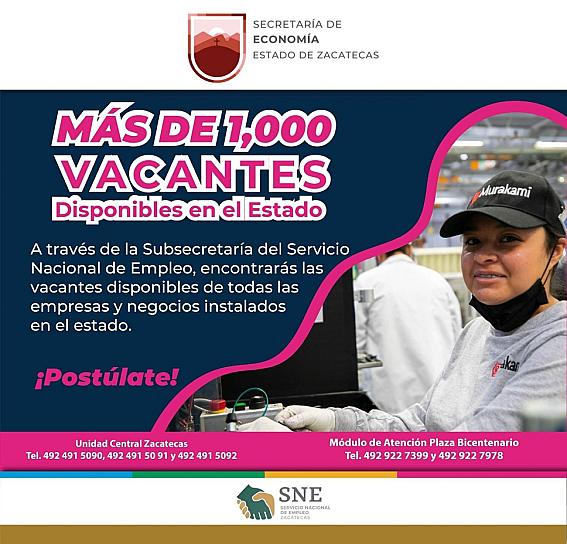 Ofertan más de 1 mil vacantes laborales en diversos sectores