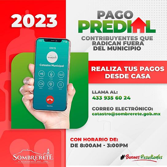 OFRECE SOMBRERETE PAGAR PREDIAL A DISTANCIA