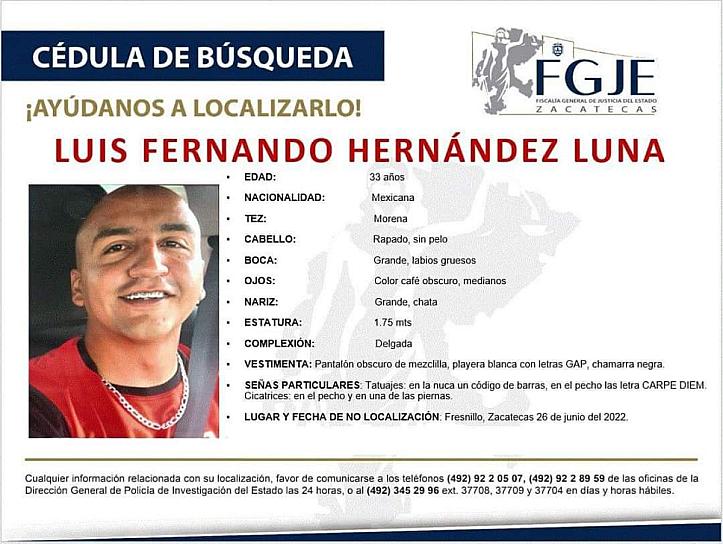 PIDEN APOYO PARA LOCALIZAR A CONDUCTOR DE UBER EN FRESNILLO