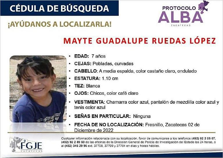 PIDEN AYUDA PARA LOCALIZAR A LA NIÑA MAYTE GUADALUPE 