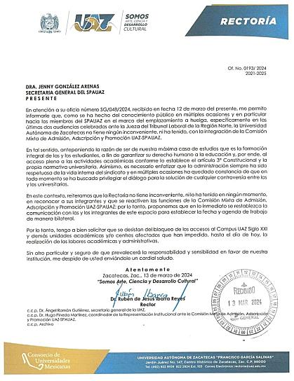 PIDE RECTOR AL SPAUAZ DESISTA DE BLOQUEO EN CAMPUS SIGLO XXI