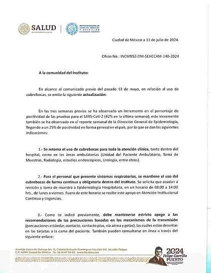 PIDE SSA A PERSONAL DE SALUD RETOMAR USO DE CUBREBOCAS ANTE AUMENTOS DE COVID-19