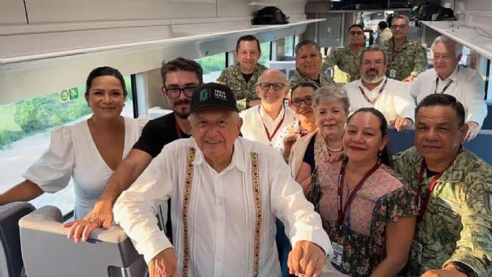 POR SEGUNDO DÍA, REALIZA LÓPEZ OBRADOR PRUEBAS EN TREN MAYA 
