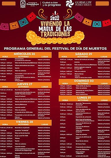 PRESENTAN PROGRAMA DEL FESTIVAL DE MUERTOS EN GUADALUPE