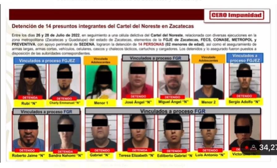 PRESUMEN GOLPE A LA DELINCUENCIA; DESMANTELAN CÉLULA DELICTIVA EN ZACATECAS Y GUADALUPE 