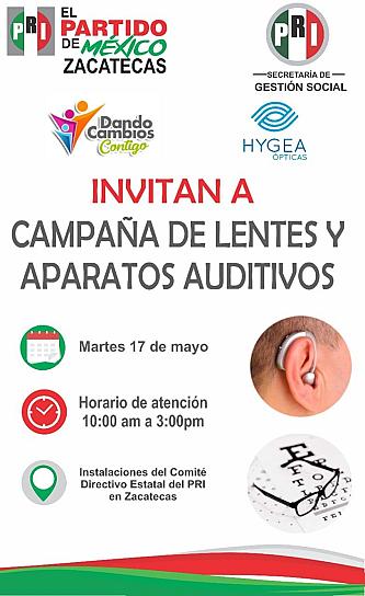 REALIZARÁN CAMPAÑA AUDITIVA Y VISUAL EN EL PRI DE ZACATECAS