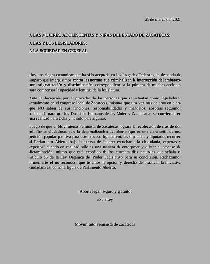RECHAZAN FEMINISTAS PARLAMENTO ABIERTO PARA DISCUTIR DESPENALIZACIÓN DEL ABORTO 