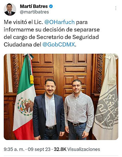 RENUNCIA OMAR HARFUCH COMO SECRETARIO DE SEGURIDAD EN LA CDMX 