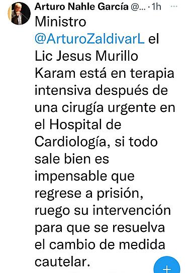 REPORTAN A MURILLO KARAM EN TERAPIA INTENSIVA 