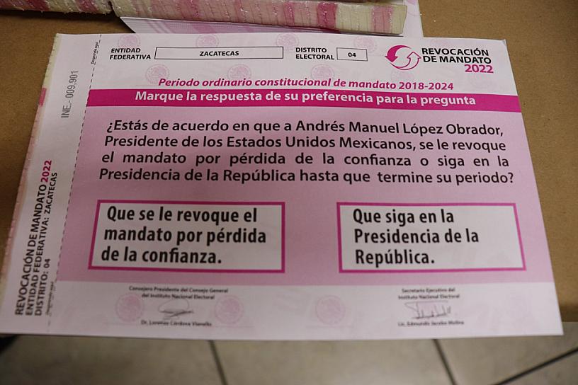 TENDRÁ ZACATECAS SOLO 4 CASILLAS PARA VOTACIÓN DE REVOCACIÓN DE MANDATO
