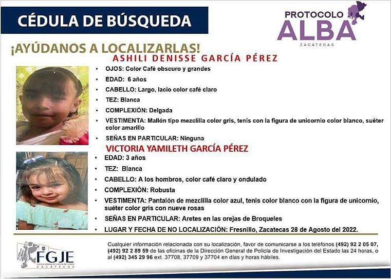 SE DESCONOCE EL PARADERO DE 4 NIÑAS FRESNILLENSES