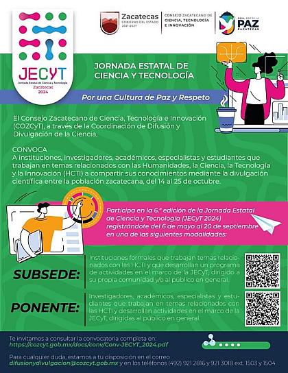 ABRE COZCYT CONVOCATORIA PARA JORNADA DE CIENCIA Y TECNOLOGÍA 2024