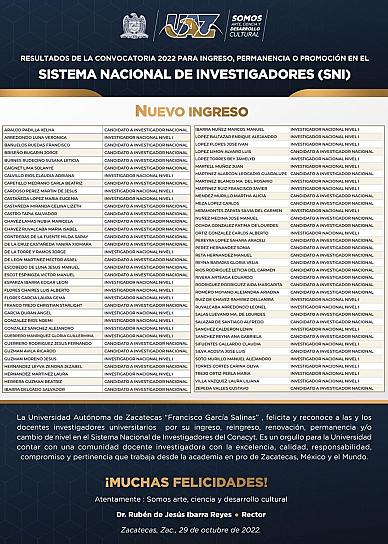 SE INTEGRAN 129 PROFESORES UNIVERSITARIOS AL SNI