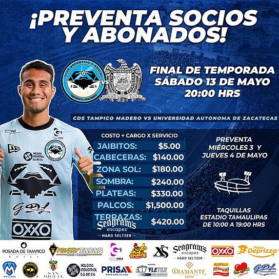 ABREN VENTA DE BOLETOS PARA PARTIDO TAMPICO - MADERCO VS UAZ 