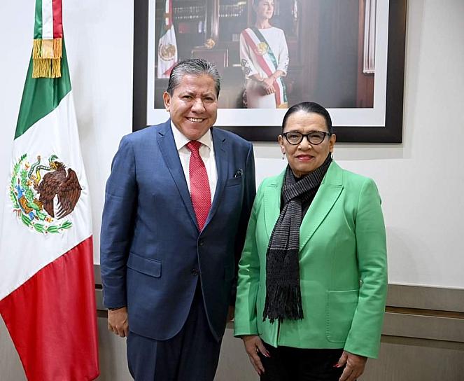SE REÚNE EL GOBERNADOR CON ROSA ICELA RODRÍGUEZ