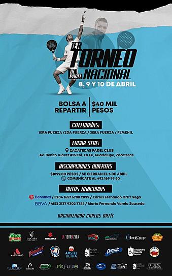 SERÁ ZACATECAS SEDE DEL TORNEO NACIONAL DE PÁDEL