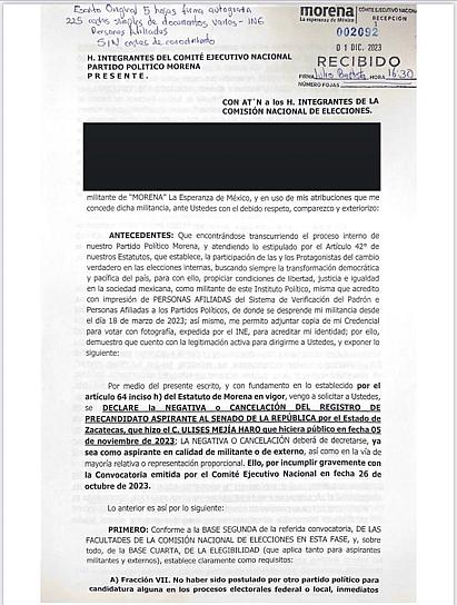 SOLICITAN MILITANTES DE MORENA SE NIEGUE A ULISES MEJÍA REGISTRO COMO PRECANDIDATO 