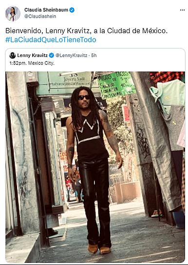 TACOS, PACA Y LENNY KRAVITZ: SHEINBAUM LE DA LA BIENVENIDA