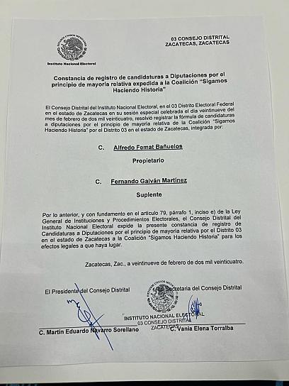 VA ALFREDO FEMAT POR DISTRITO FEDERAL 3 