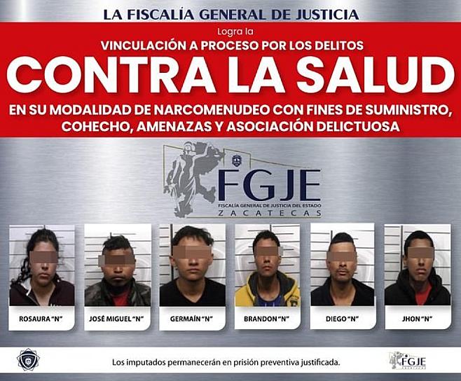 VINCULAN A PROCESO A 6 PERSONAS POR DELITOS CONTRA LA SALUD