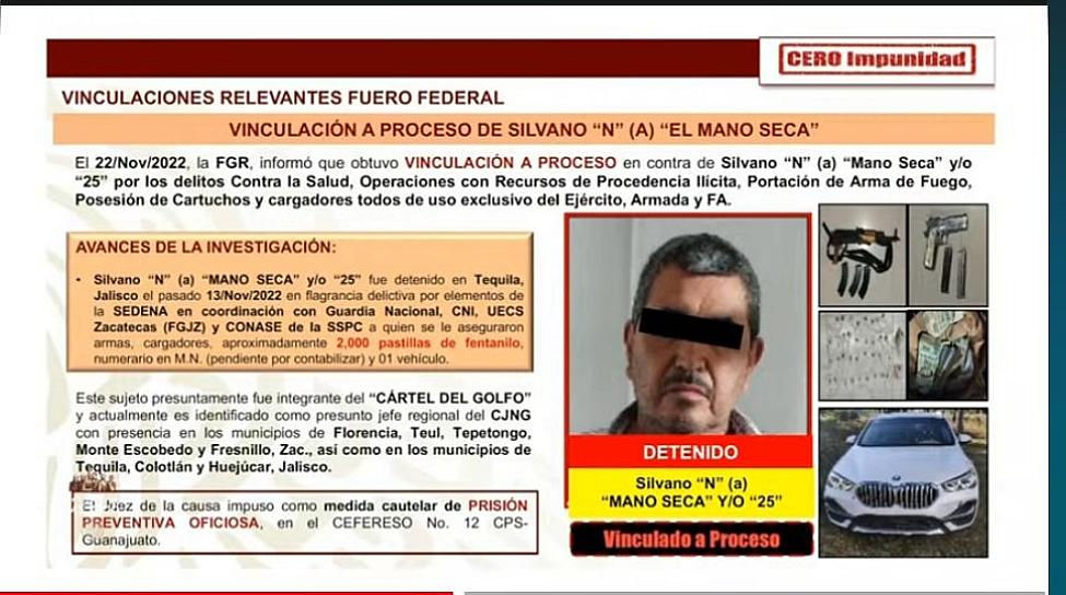 VINCULAN A PROCESO A CABECILLA DEL CJNG 