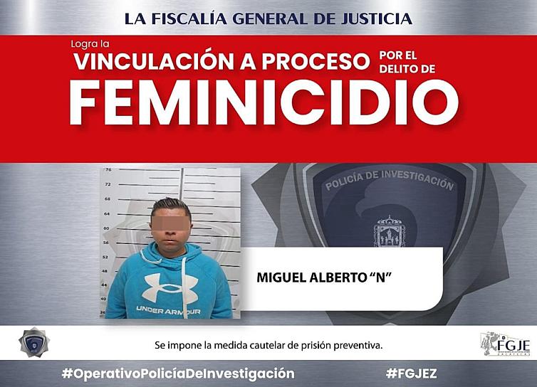 VINCULAN A PROCESO A UN HOMBRE POR EL DELITO DE FEMINICIDIO