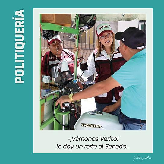 -¡Vámonos Verito! Le doy un raite al Senado...