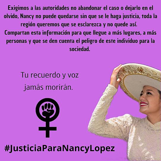 EXIGEN A AUTORIDADES ESCLARECER MUERTE DE NANCY LÓPEZ, CANTANTE ZACATECANA
