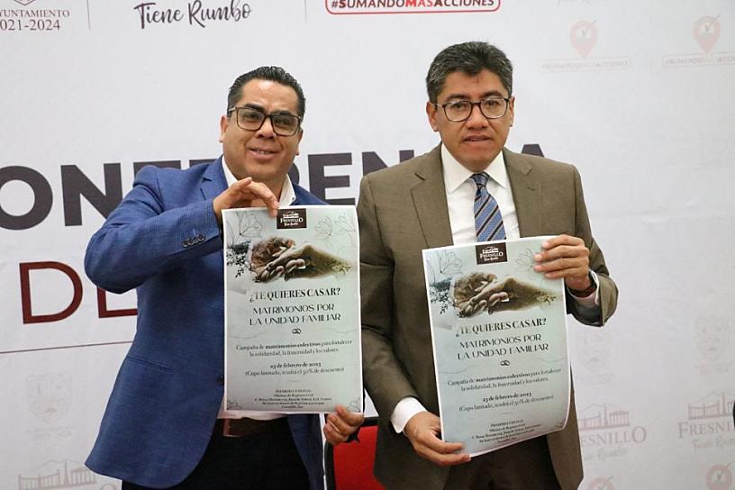 HABRÁ MATRIMONIOS COLECTIVOS EN FRESNILLO
