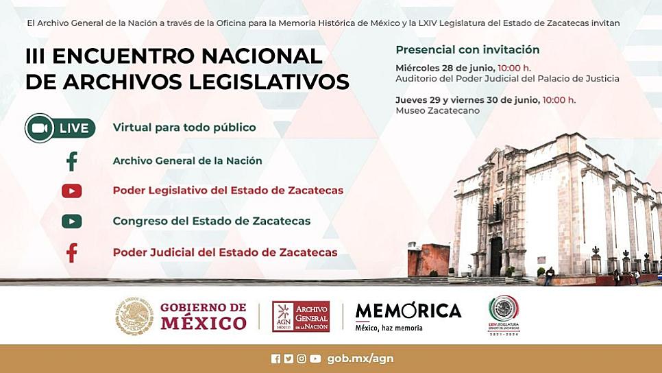 ZACATECAS, SEDE DEL TERCER ENCUENTRO NACIONAL DE ARCHIVOS LEGISLATIVOS