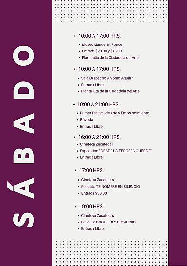 AGENDA DE ACTIVIDADES DEL CENTRO CULTURAL CIUDADELA DEL ARTE