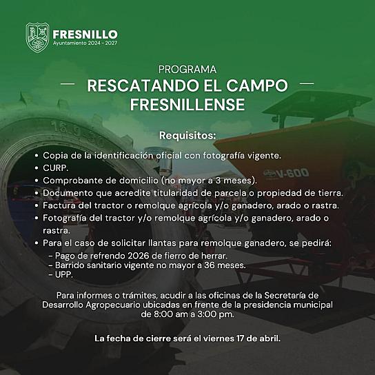 LANZAN PROGRAMA DE APOYO AL CAMPO EN FRESNILLO
