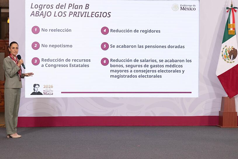 CELEBRA SHEINBAUM LA APROBACIÓN DEL PLAN B Y DESTACA EL FIN DE LOS PRIVILEGIOS