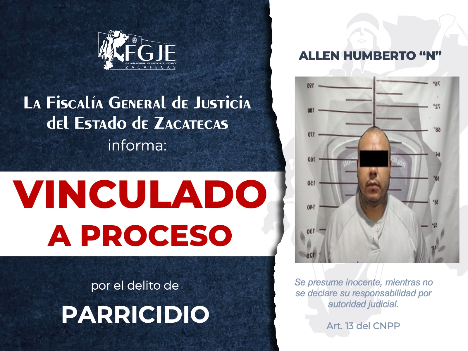 VINCULAN A PROCESO A ALLEN HUMBERTO POR PARRICIDIO