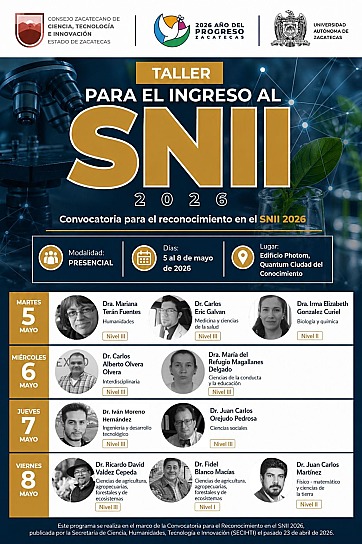 IMPULSAN EN ZACATECAS PARTICIPACIÓN EN LA CONVOCATORIA PARA EL RECONOCIMIENTO EN EL SNII