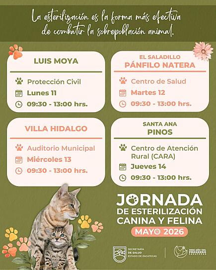LLEGAN ESTERILIZACIONES GRATUITAS DE PERROS Y GATOS AL SURESTE DE ZACATECAS